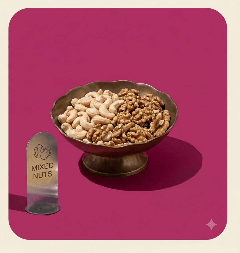 Nuts, cashew, walnut, pistachio, other